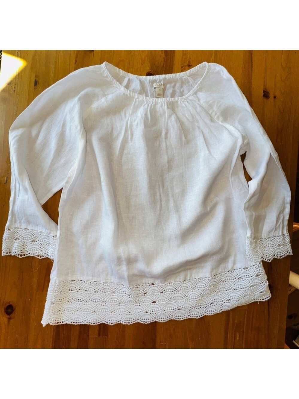 Jcrew lace linen blouse